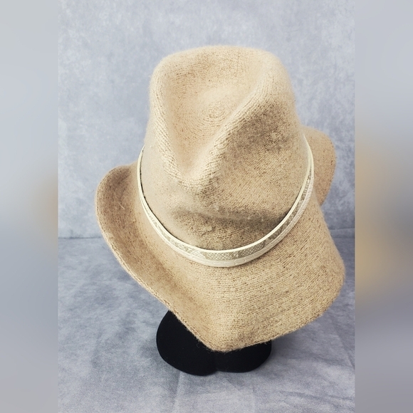 Vince Camuto Womens Fedora Hat Beige Wool Blend One size Snakeskin Band - Picture 4 of 12